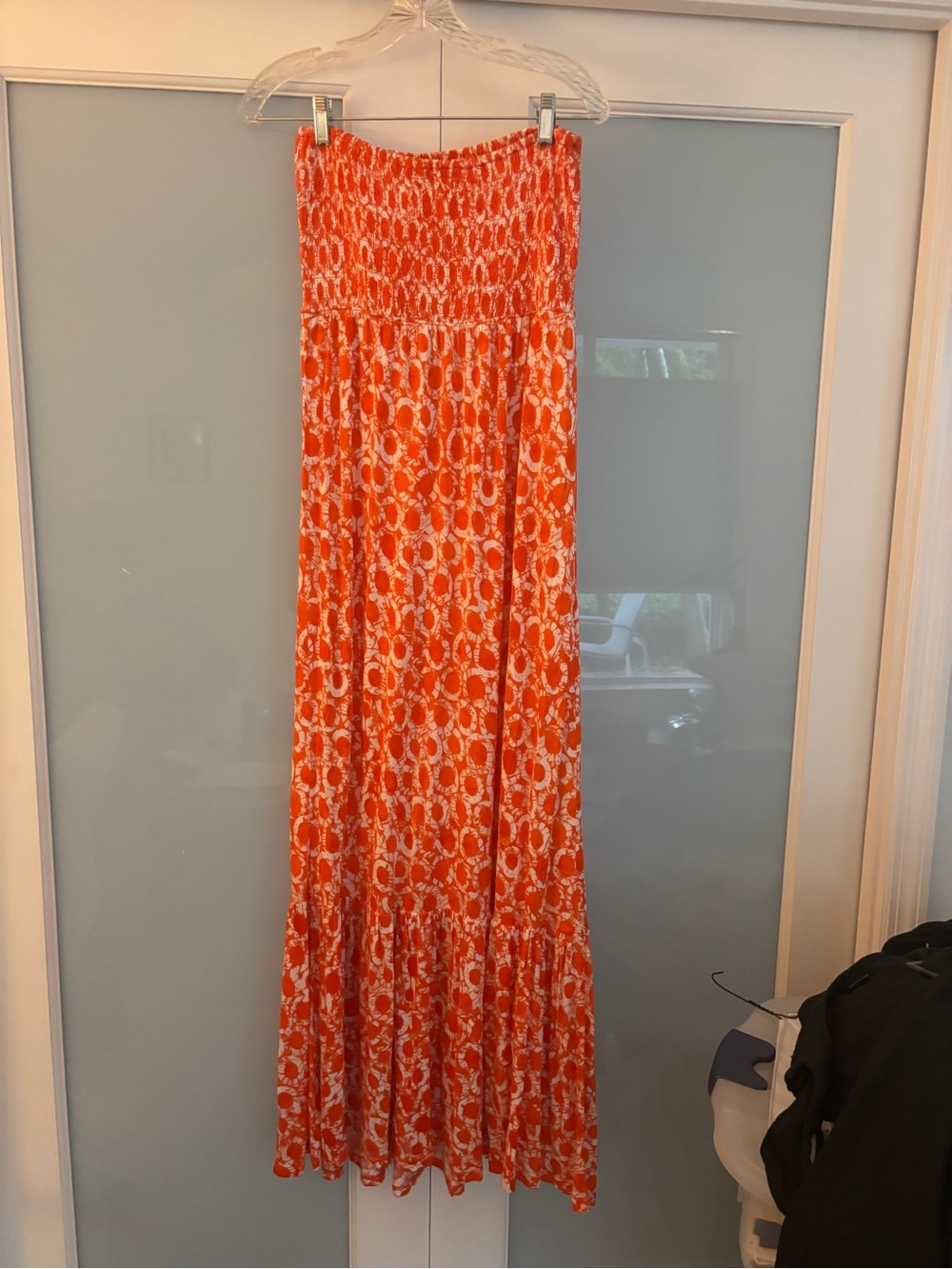 Michael Kors Orange and White Strapless Floral Maxi Skirt